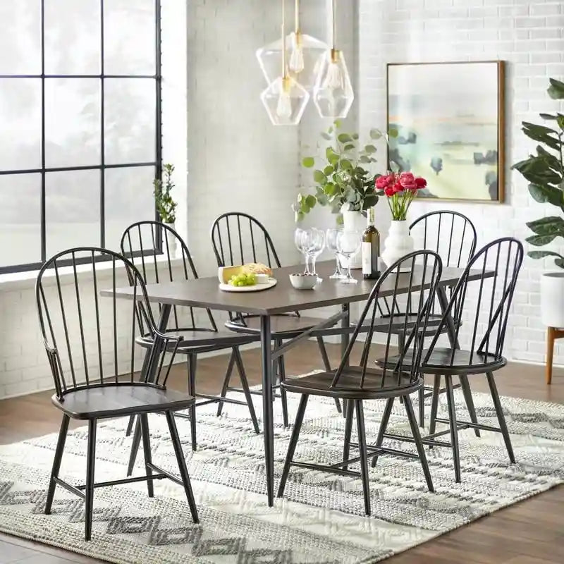 Simple Living Milo Set of 2 Mixed Media Spindle Arm Chairs - N/A 2