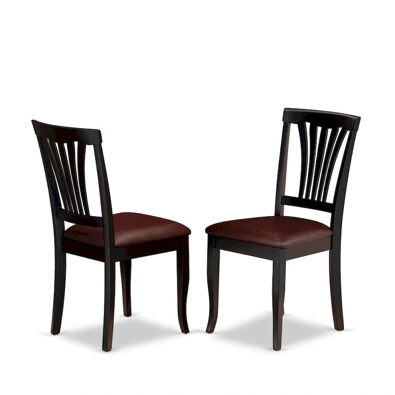 East West Furniture 7-Piece Round Dining Set - Black & Cherry Kitchen Table with 6 Chairs (Seat Options Available) 3