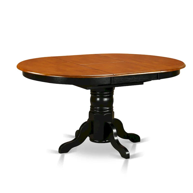 East West Furniture 7-Piece Round Dining Set - Black & Cherry Kitchen Table with 6 Chairs (Seat Options Available) 4