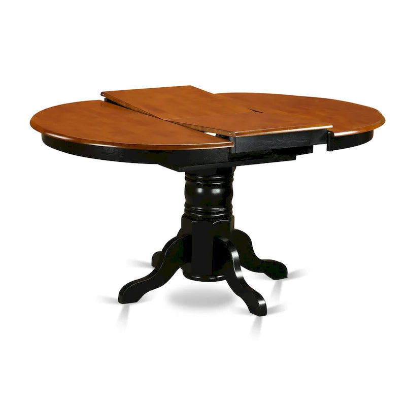 East West Furniture 7-Piece Round Dining Set - Black & Cherry Kitchen Table with 6 Chairs (Seat Options Available) 5