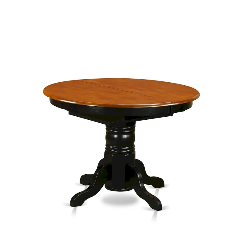East West Furniture 7-Piece Round Dining Set - Black & Cherry Kitchen Table with 6 Chairs (Seat Options Available) 6