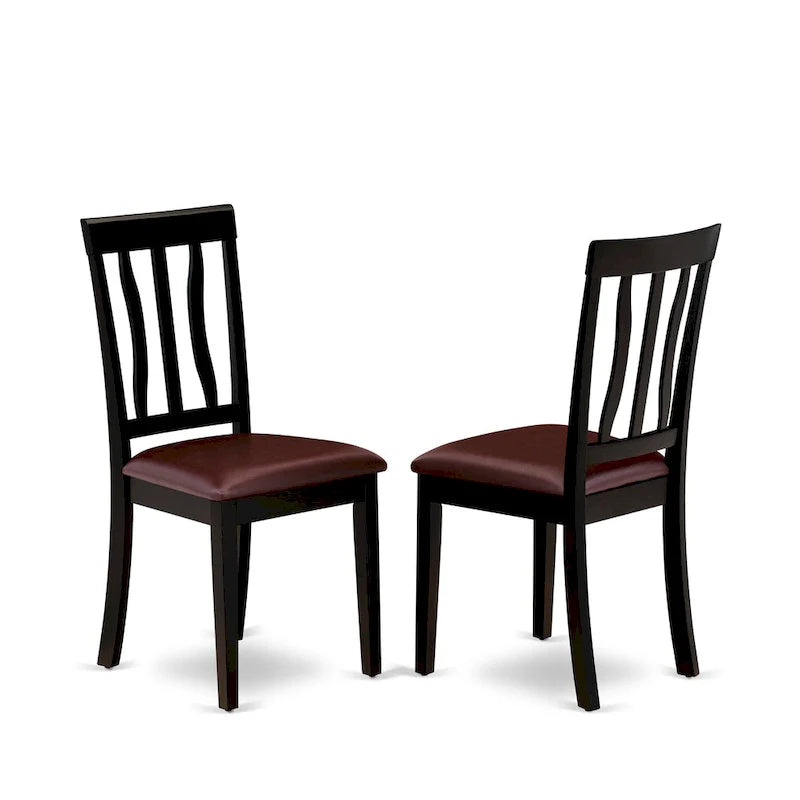 East West Furniture 7-Piece Round Dining Set - Black & Cherry Kitchen Table with 6 Chairs (Seat Options Available) 12