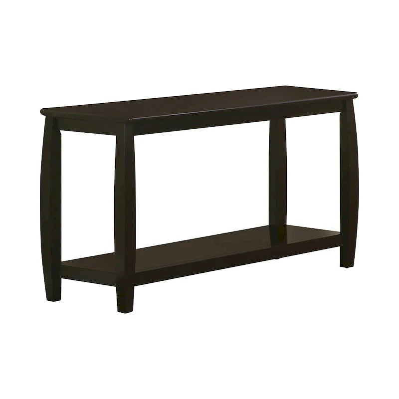 Modern Solid Wood Sofa Table with Subtle Curved Design in Dark Brown 1