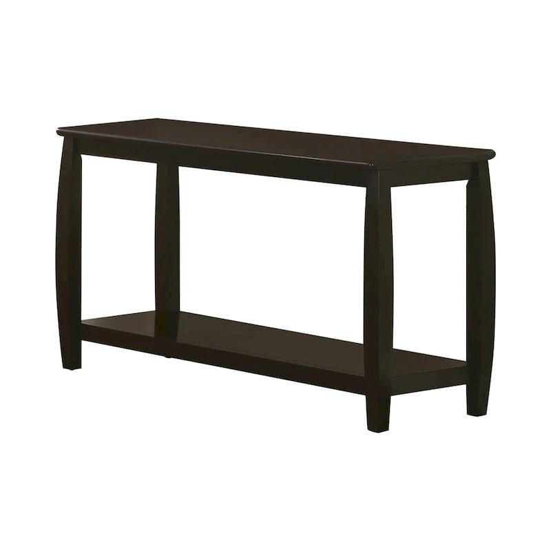 Modern Solid Wood Sofa Table with Subtle Curved Design in Dark Brown 2