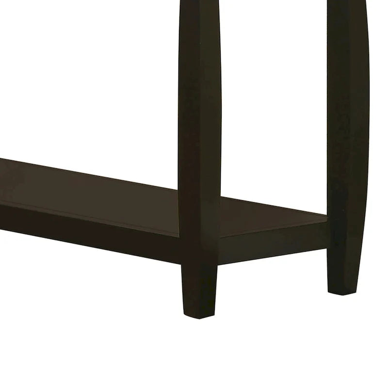 Modern Solid Wood Sofa Table with Subtle Curved Design in Dark Brown 3
