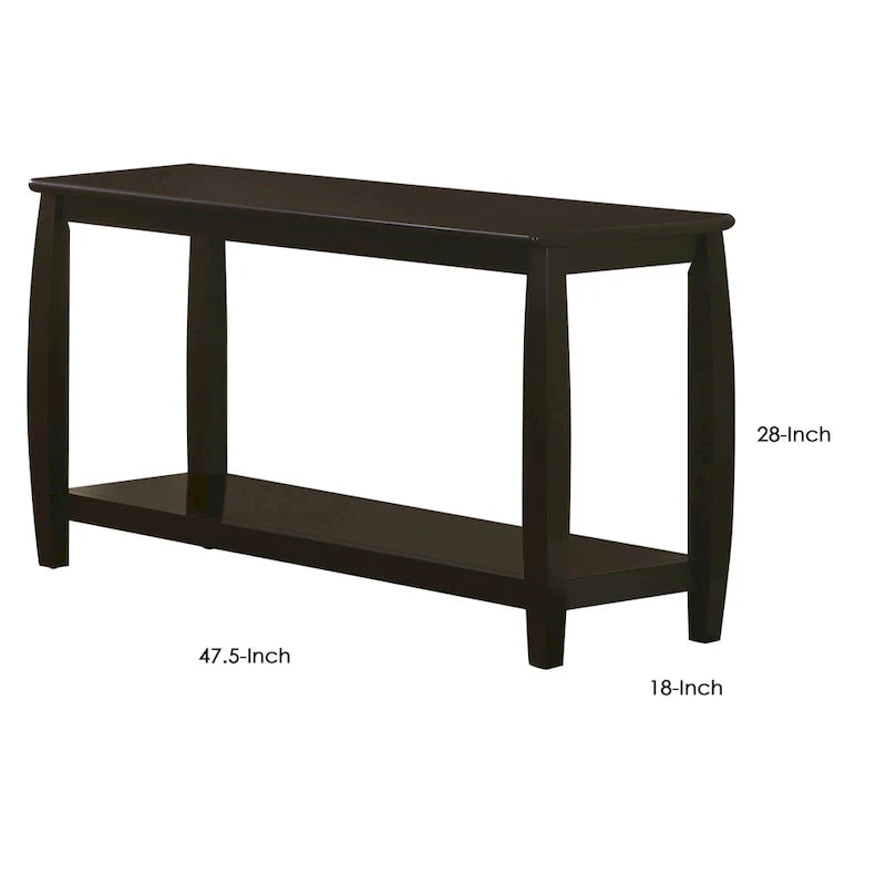 Modern Solid Wood Sofa Table with Subtle Curved Design in Dark Brown 5