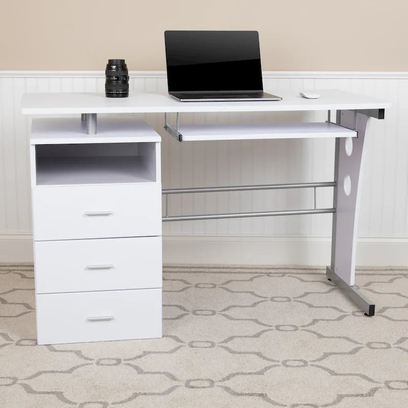 3-Drawer Pedestal Computer Desk with Keyboard Tray 47