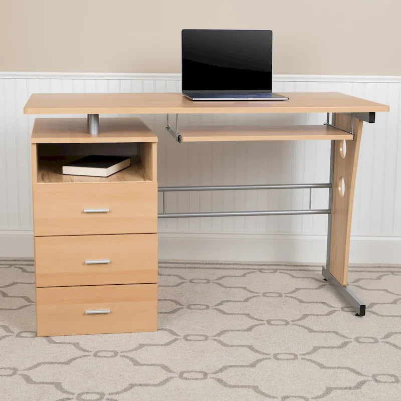 3-Drawer Pedestal Computer Desk with Keyboard Tray 48