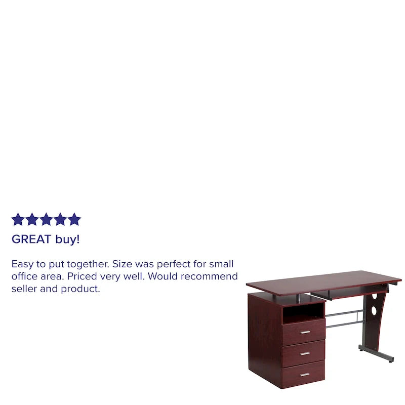 3-Drawer Pedestal Computer Desk with Keyboard Tray 5