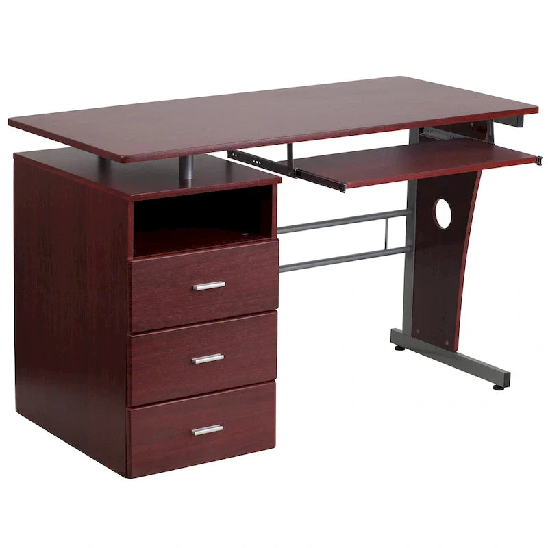 3-Drawer Pedestal Computer Desk with Keyboard Tray 8