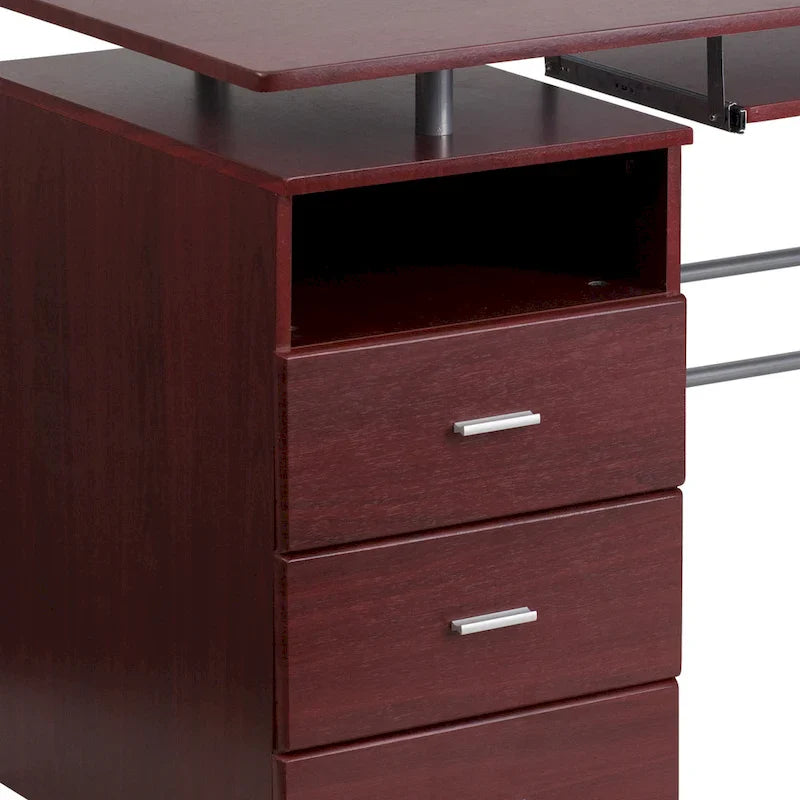 3-Drawer Pedestal Computer Desk with Keyboard Tray 9