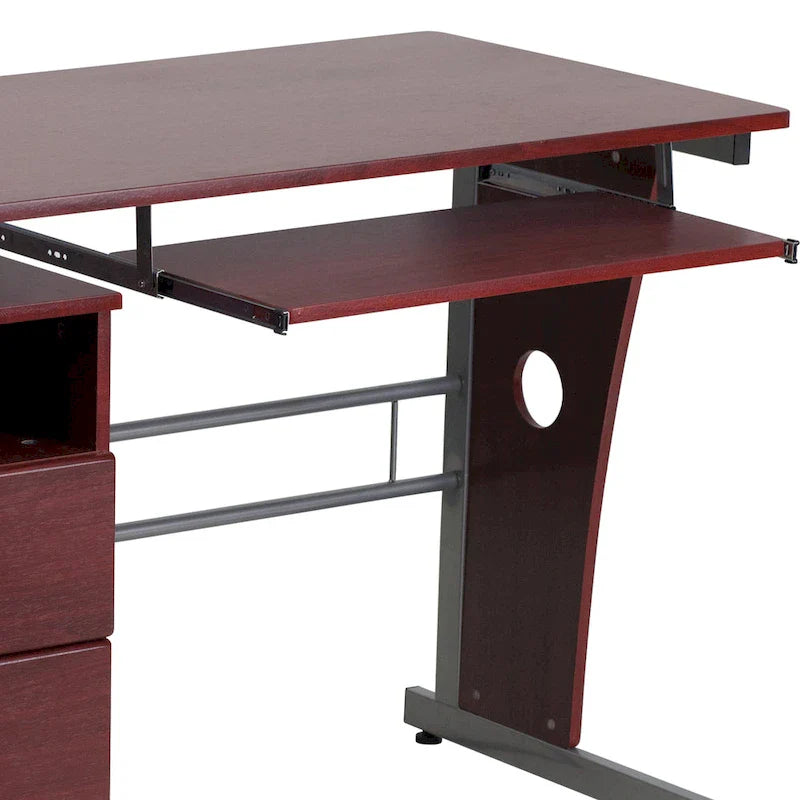 3-Drawer Pedestal Computer Desk with Keyboard Tray 10