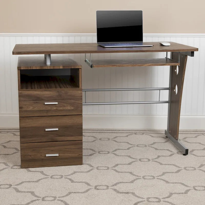 3-Drawer Pedestal Computer Desk with Keyboard Tray 12