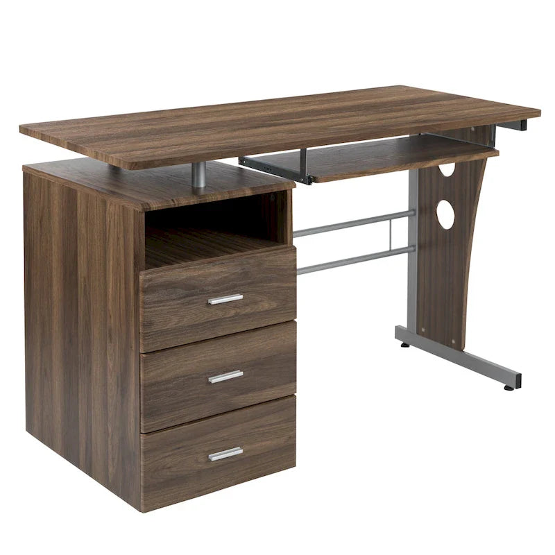 3-Drawer Pedestal Computer Desk with Keyboard Tray 13