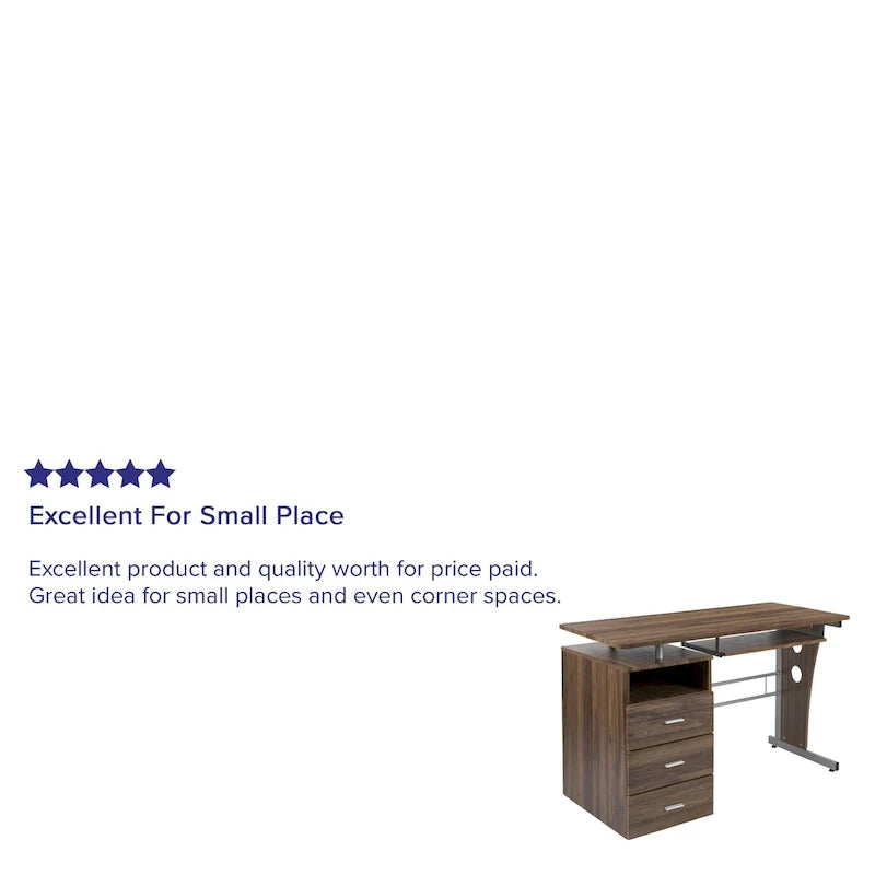 3-Drawer Pedestal Computer Desk with Keyboard Tray 14