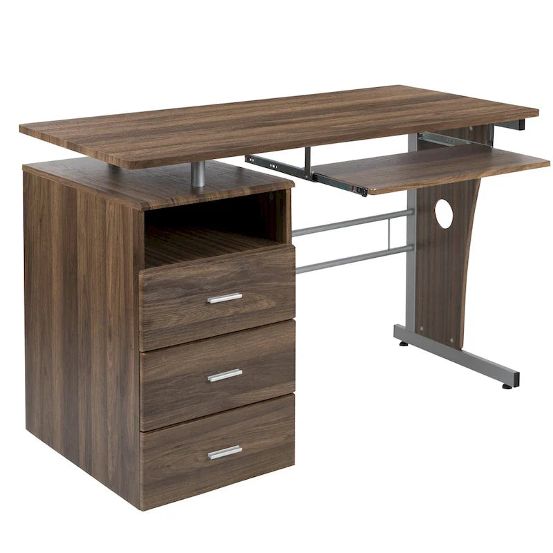 3-Drawer Pedestal Computer Desk with Keyboard Tray 19