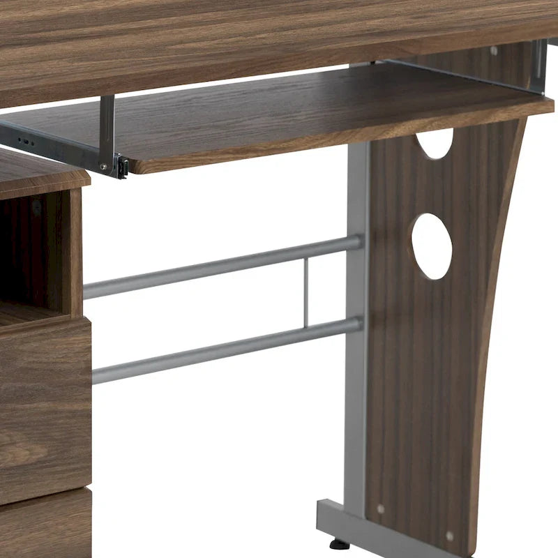 3-Drawer Pedestal Computer Desk with Keyboard Tray 21
