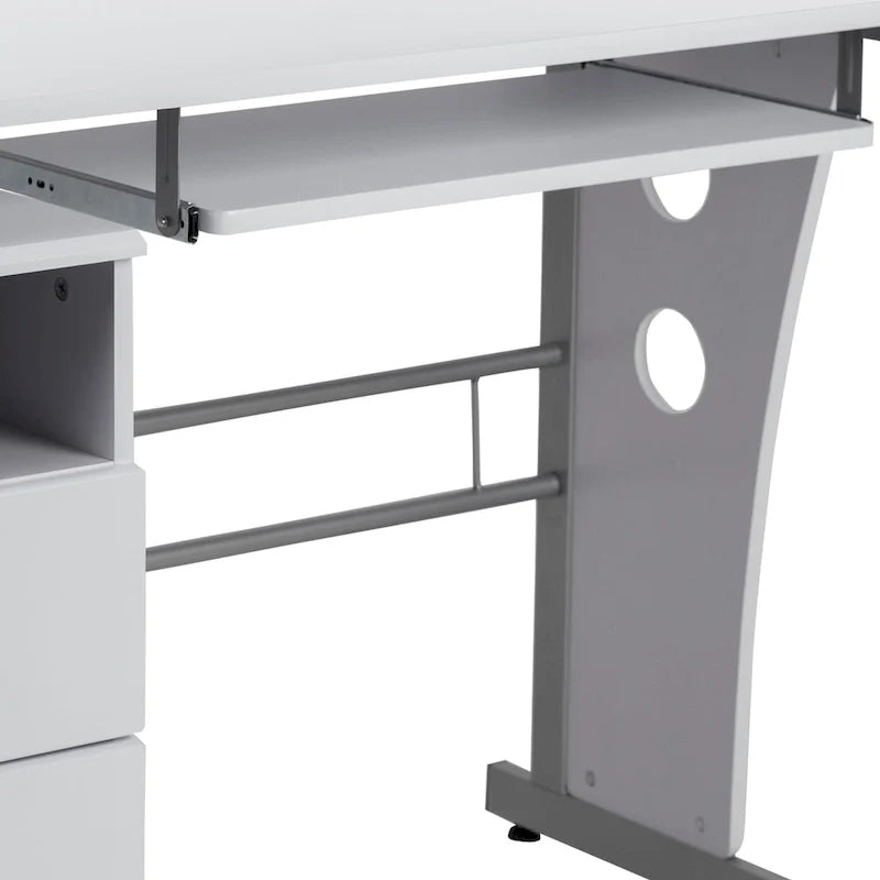 3-Drawer Pedestal Computer Desk with Keyboard Tray 32