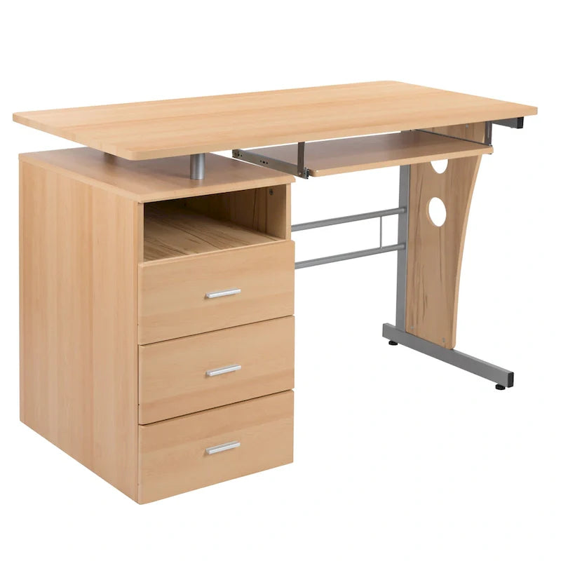 3-Drawer Pedestal Computer Desk with Keyboard Tray 35