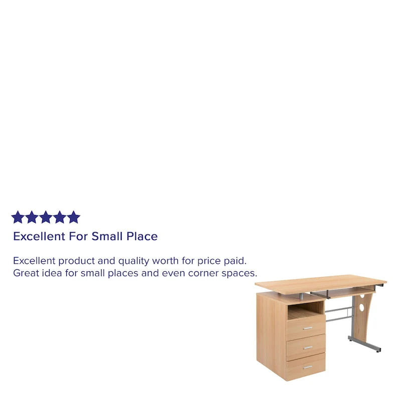 3-Drawer Pedestal Computer Desk with Keyboard Tray 36