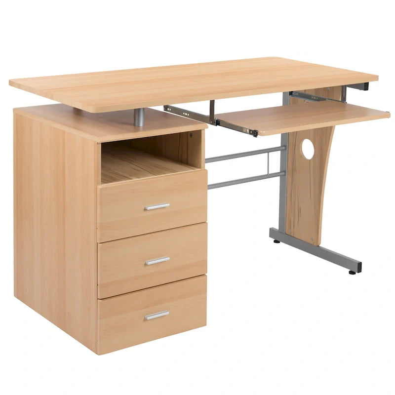 3-Drawer Pedestal Computer Desk with Keyboard Tray 41