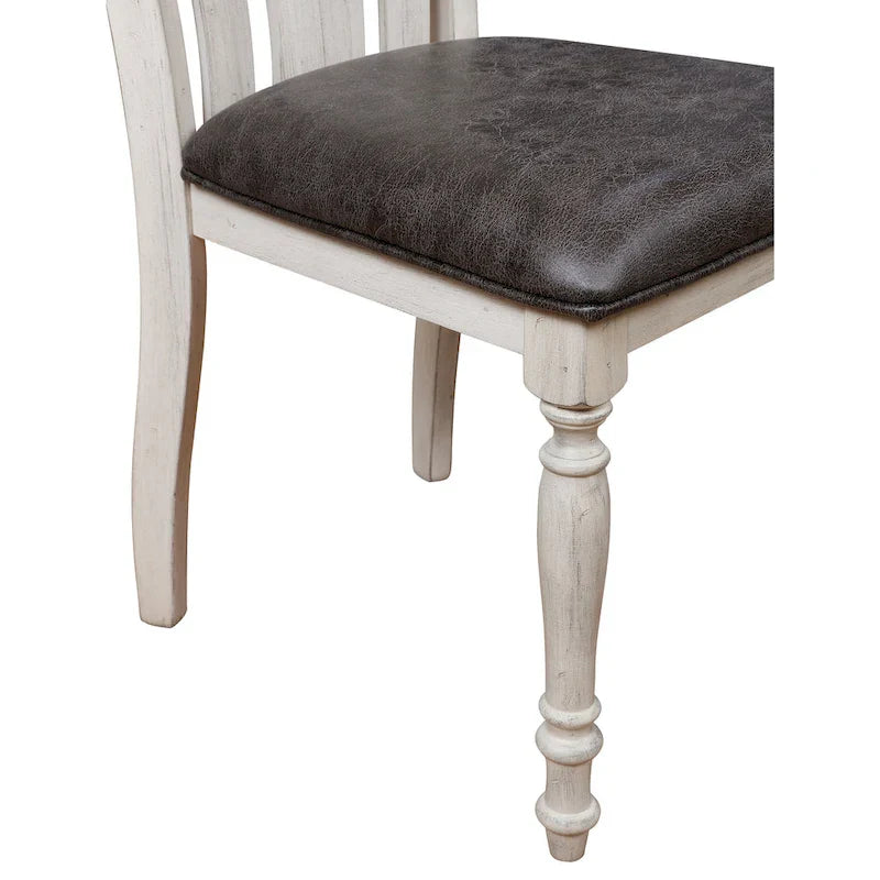 7-Piece Round Dining Set – Traditional Two-Tone Pedestal Table with 6 Chairs 10