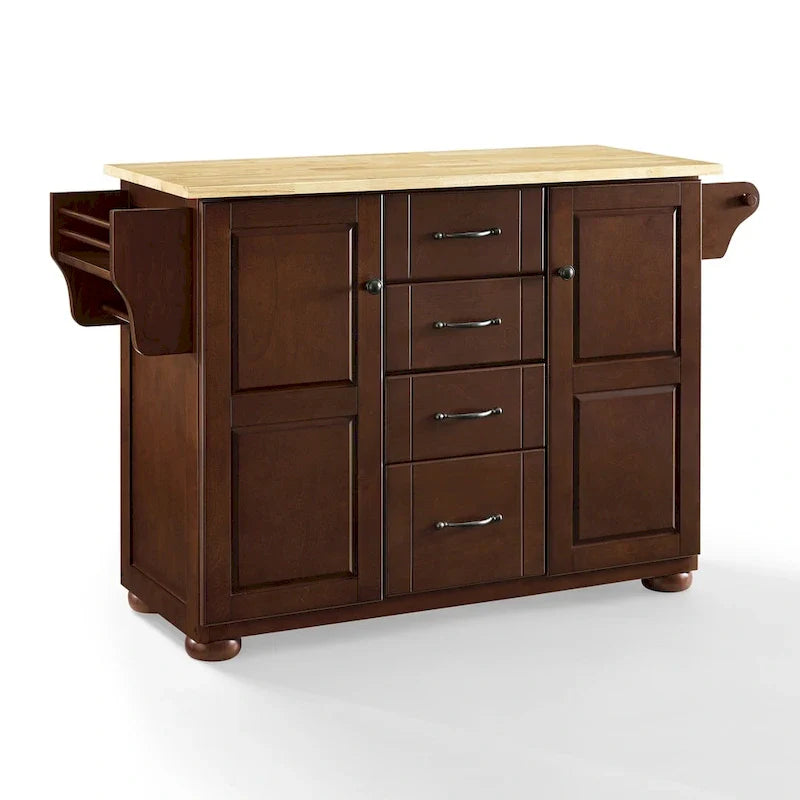 Crosley Eleanor Kitchen Island with Natural Wood Top - Dimensions: 18"D x 51.5"W x 35.25"H 5