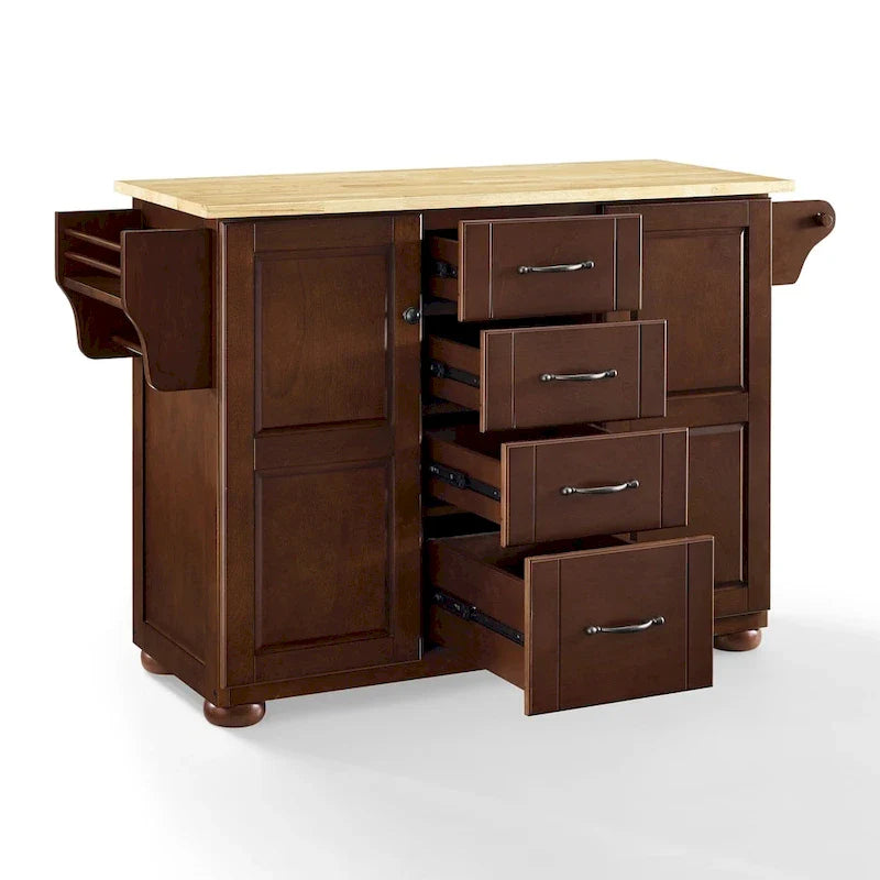 Crosley Eleanor Kitchen Island with Natural Wood Top - Dimensions: 18"D x 51.5"W x 35.25"H 6