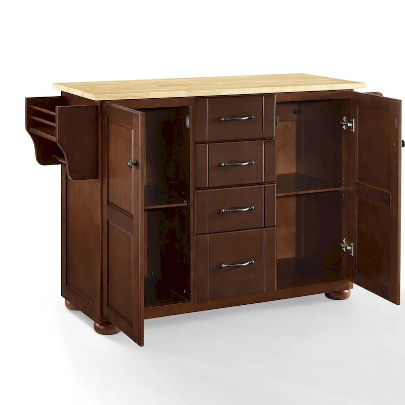 Kitchen Island Cart with Drawers Cabinets and Storage Rack on Wheels 7