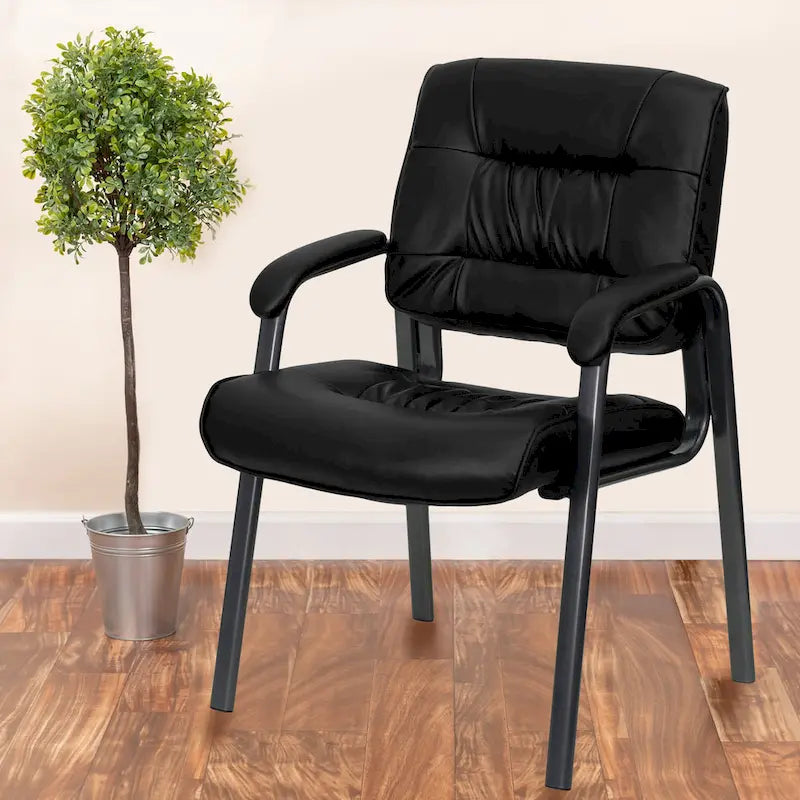LeatherSoft Executive Lounge Chair with Titanium Gray Frame for Reception Areas 1