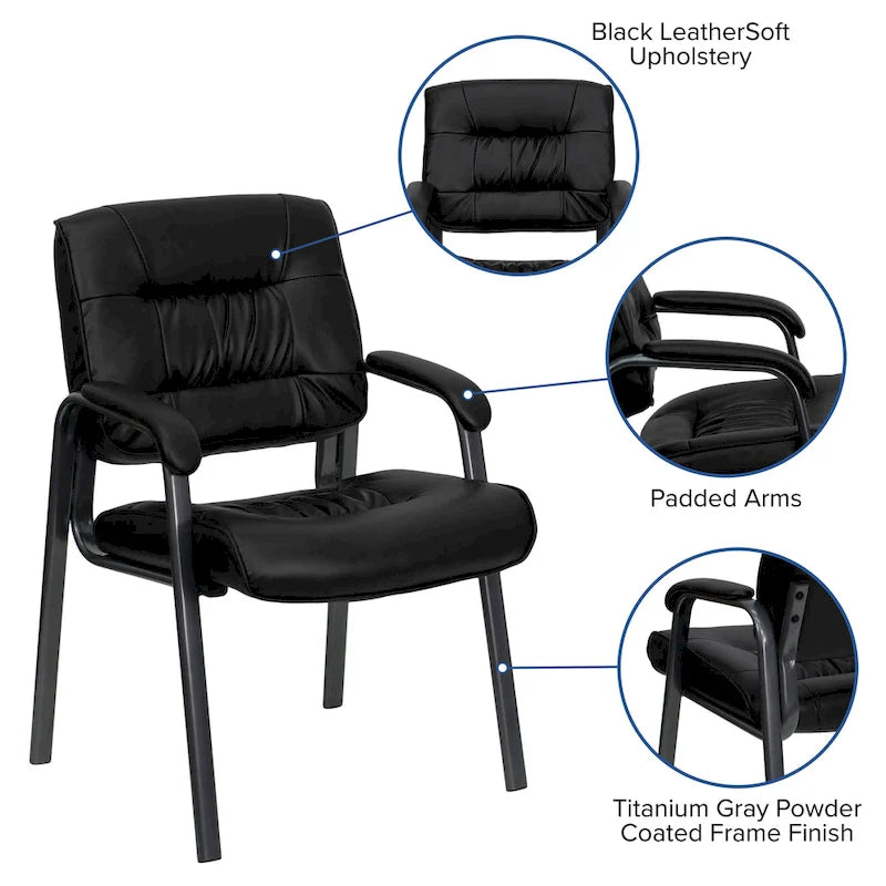 LeatherSoft Executive Lounge Chair with Titanium Gray Frame for Reception Areas 3