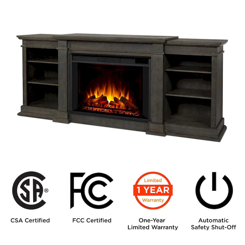 Real Flame Eliot 81" Grand Antique Grey TV Stand with Electric Fireplace 4