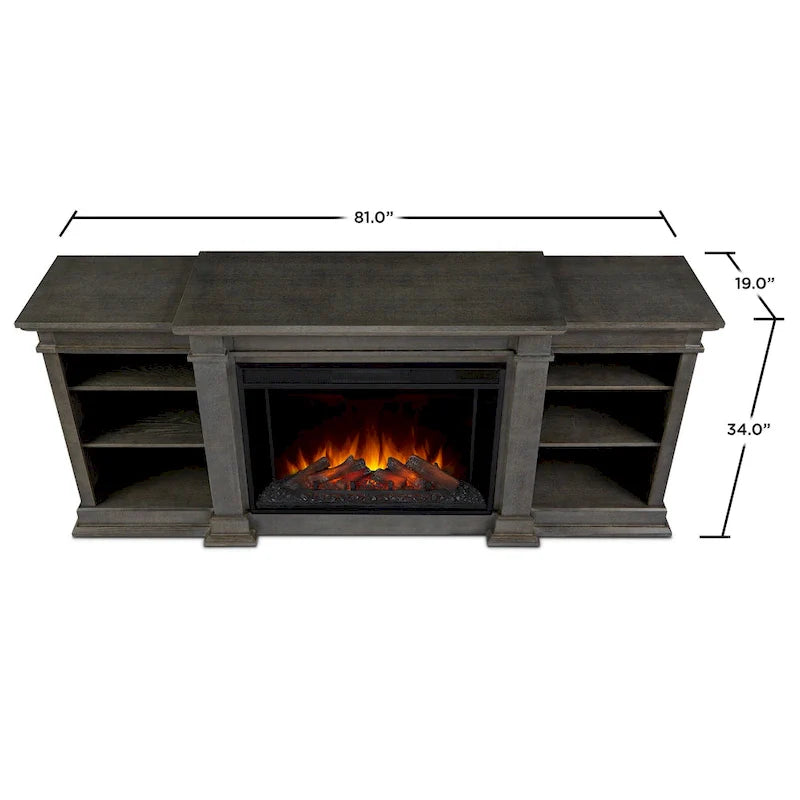 Real Flame Eliot 81" Grand Antique Grey TV Stand with Electric Fireplace 5