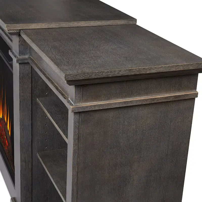 Real Flame Eliot 81" Grand Antique Grey TV Stand with Electric Fireplace 6