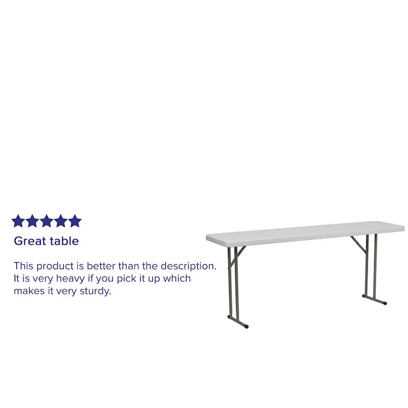 Granite White Surface Plastic Folding Training Table - 18W x 72L 4