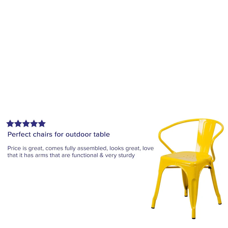 Armed Metal Chair for Indoor and Outdoor Use - Dimensions: 21.5W x 19D x 27.75H 16