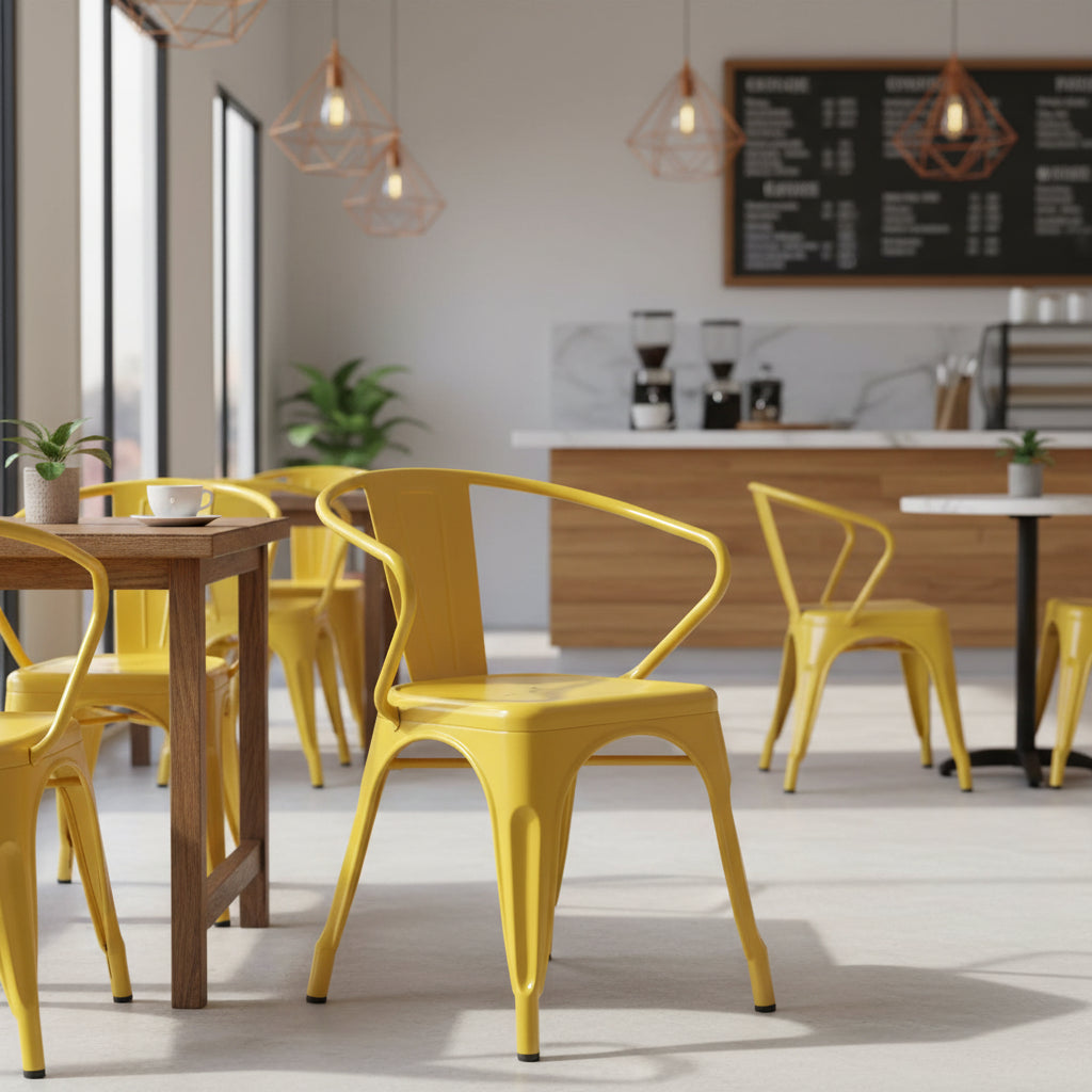 Armed Metal Chair for Indoor and Outdoor Use - Dimensions: 21.5W x 19D x 27.75H 1