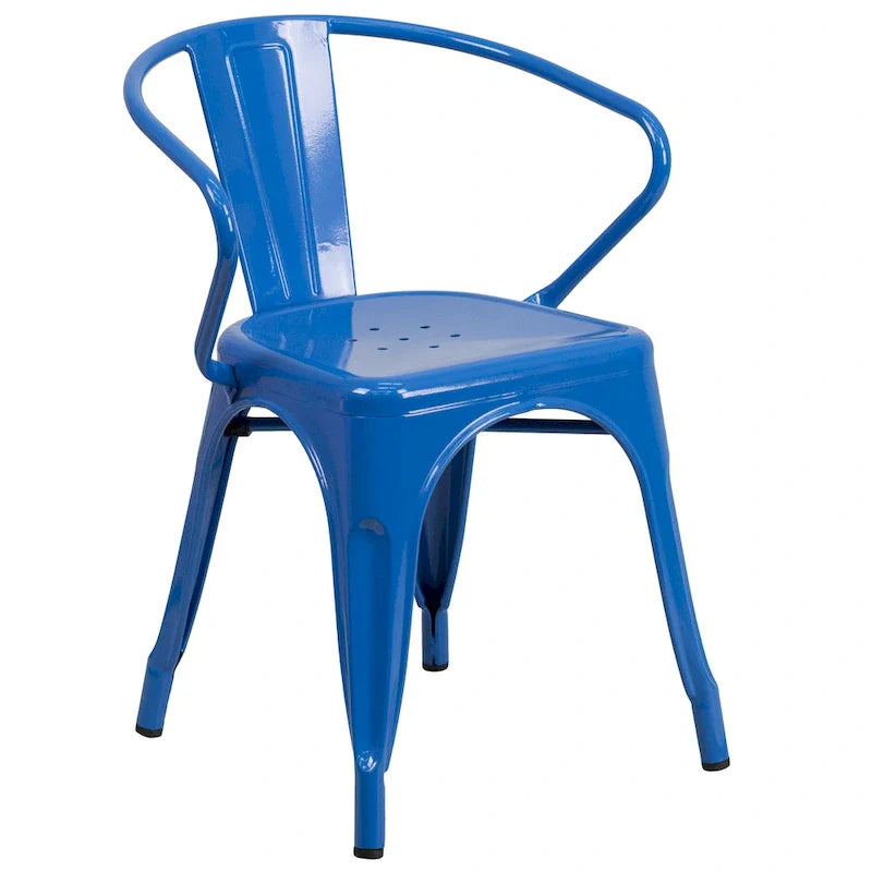Armed Metal Chair for Indoor and Outdoor Use - Dimensions: 21.5W x 19D x 27.75H 8