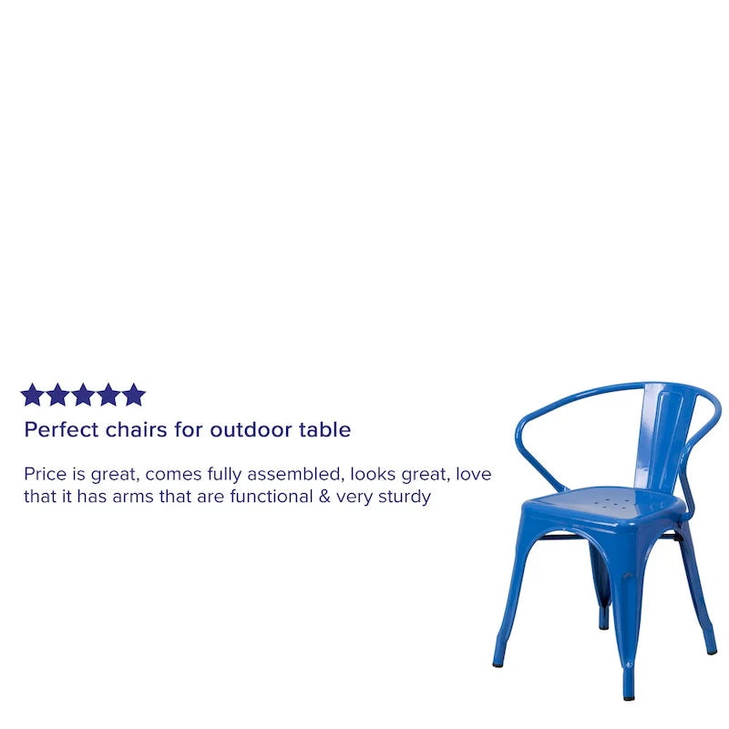 Armed Metal Chair for Indoor and Outdoor Use - Dimensions: 21.5W x 19D x 27.75H 9