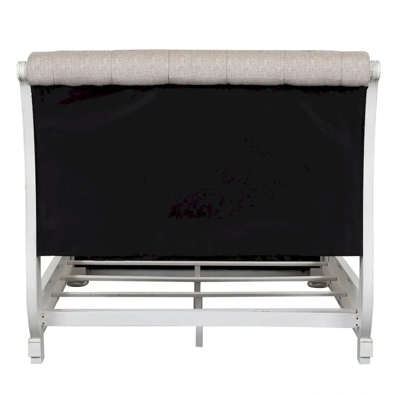 Antique White King Sleigh Bed with Upholstered Design from Magnolia Manor 6