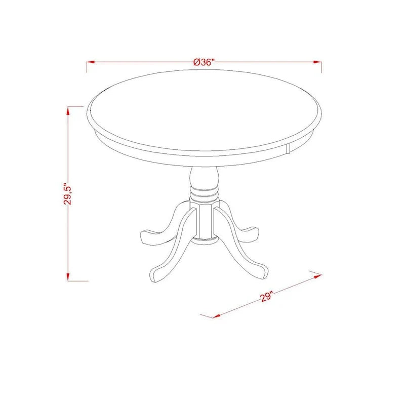 East West Furniture Round Dining Table Set - Kitchen Table with White Faux Leather Parson Chairs in Linen White (Various Piece Options) 8
