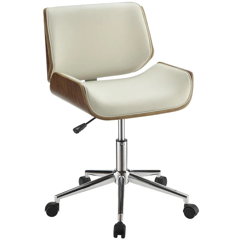 Modern Curved Wood Upholstered Swivel Office Chair with Adjustable Height 2