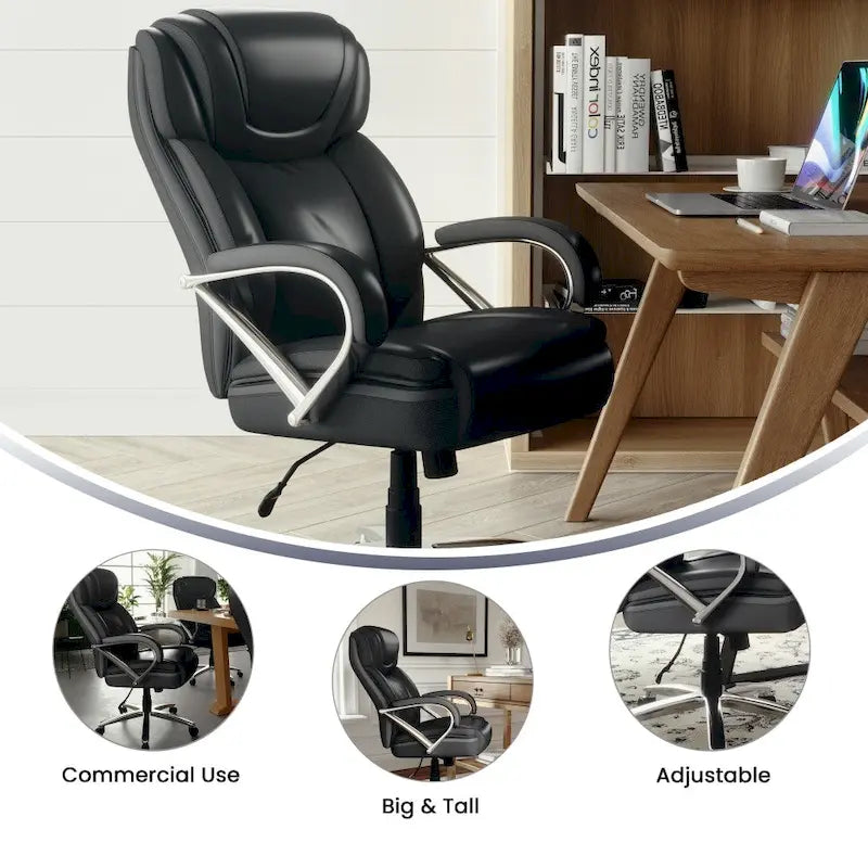 Big and Tall Office Chair with High Back Lumbar Support and Rolling Base