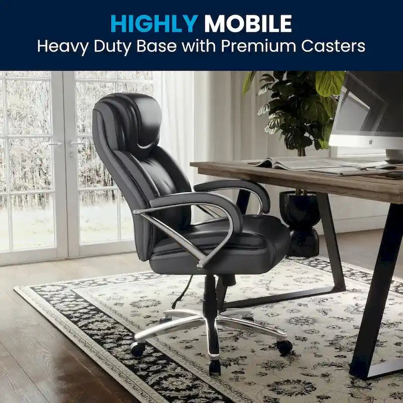 Big and Tall Office Chair with High Back Lumbar Support and Rolling Base 3