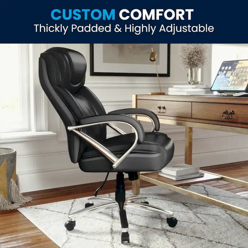 Big and Tall Office Chair with High Back Lumbar Support and Rolling Base 6