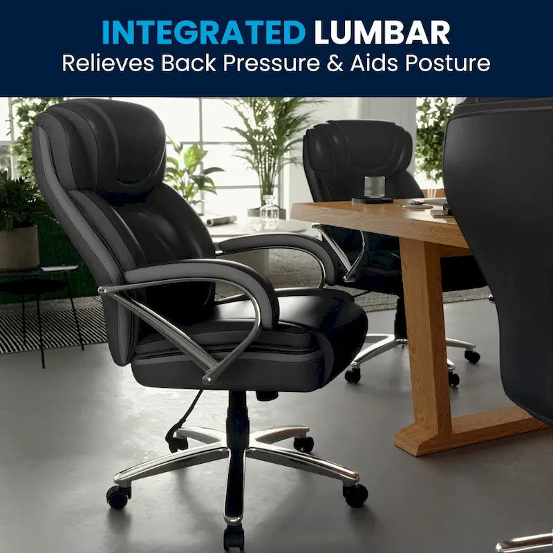 Big and Tall Office Chair with High Back Lumbar Support and Rolling Base 7