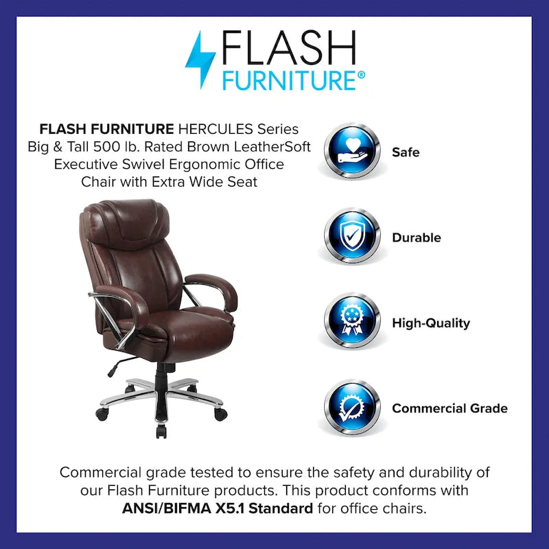Big and Tall Office Chair with High Back Lumbar Support and Rolling Base 19
