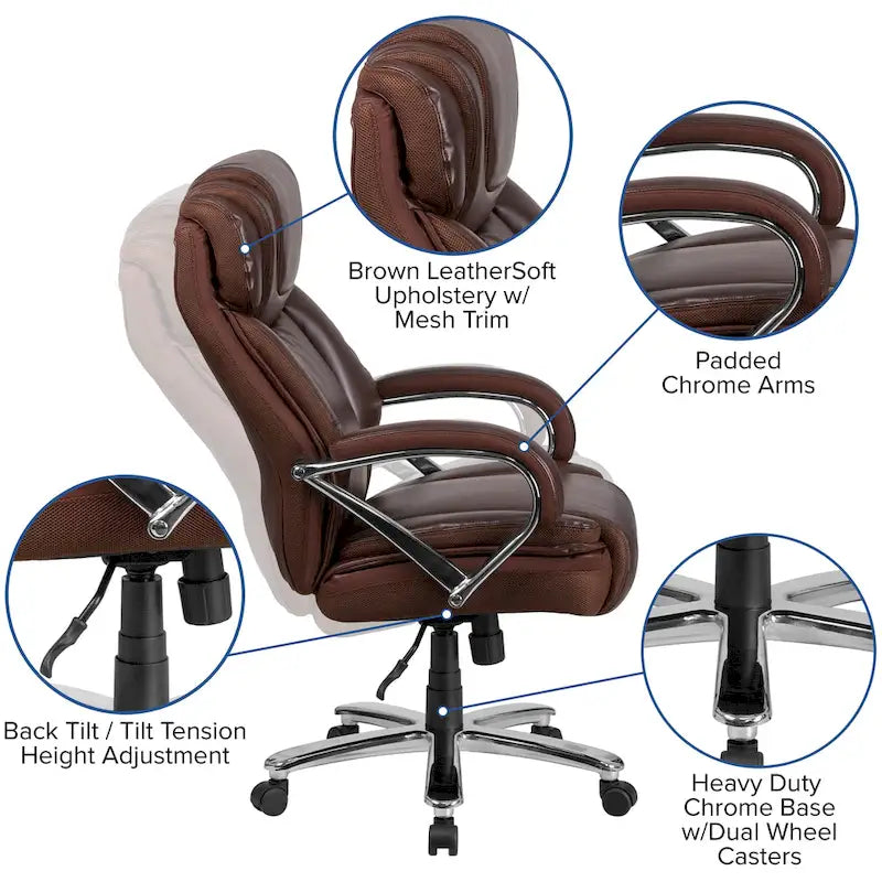 Big and Tall Office Chair with High Back Lumbar Support and Rolling Base 21