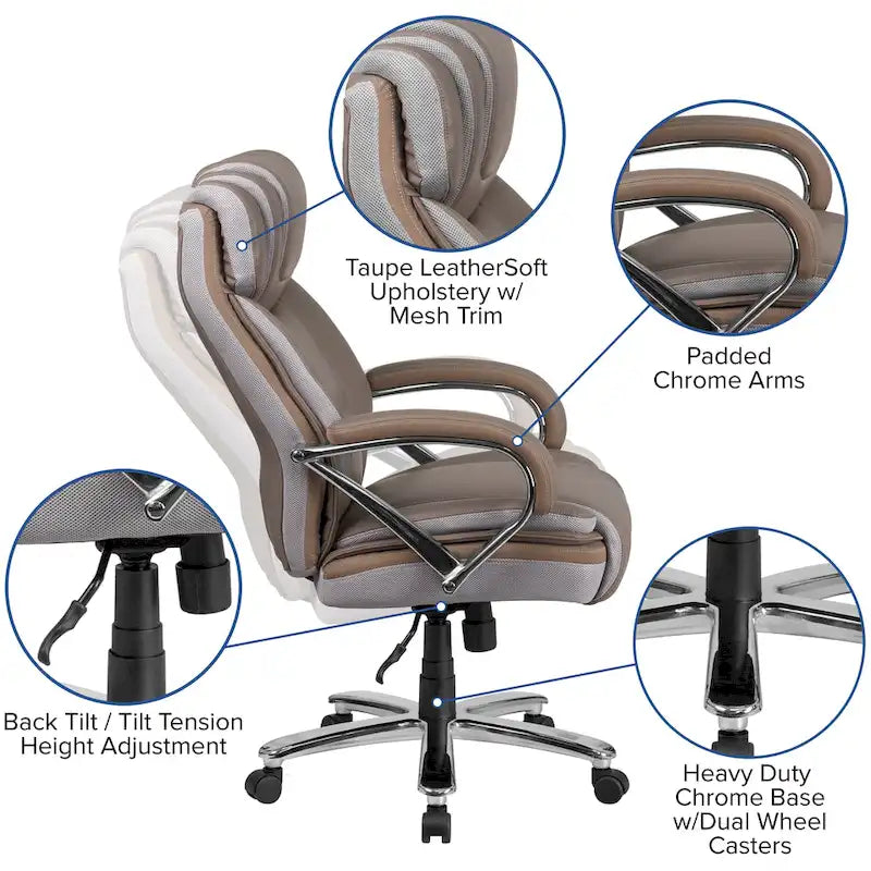 Big and Tall Office Chair with High Back Lumbar Support and Rolling Base 33