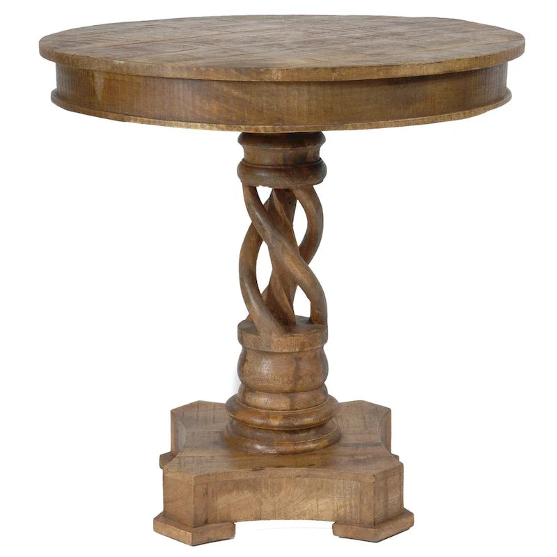 Bengal Manor 30-Inch Round Mango Wood Twist Accent Table - 30" Height 1
